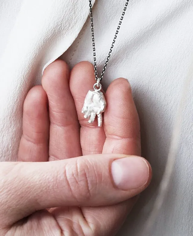 Self | Silver Anatomical Hand Pendant — Dovilė Bertulytė