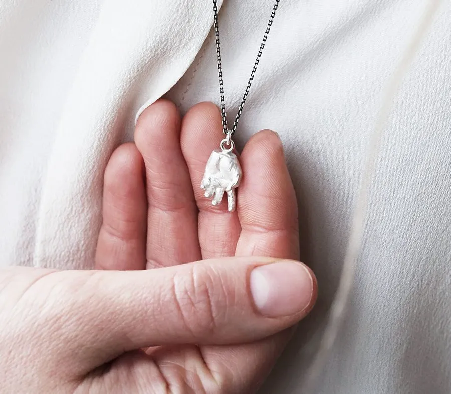 Self | Silver Anatomical Hand Pendant — Dovilė Bertulytė