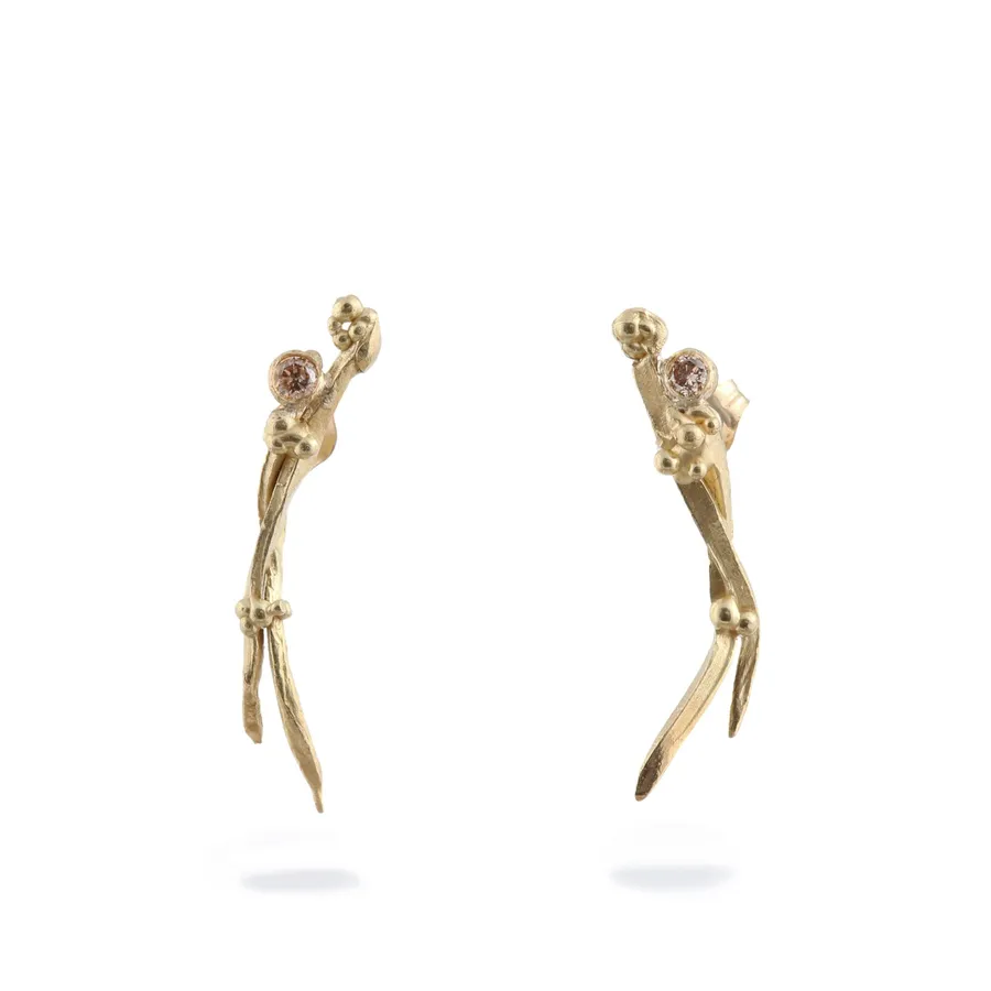 Twigs | Champagne Diamonds and 18ct Yellow Gold Studs — Dovilė Bertulytė