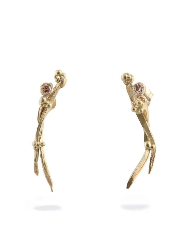 Twigs | Champagne Diamonds and 18ct Yellow Gold Studs — Dovilė Bertulytė