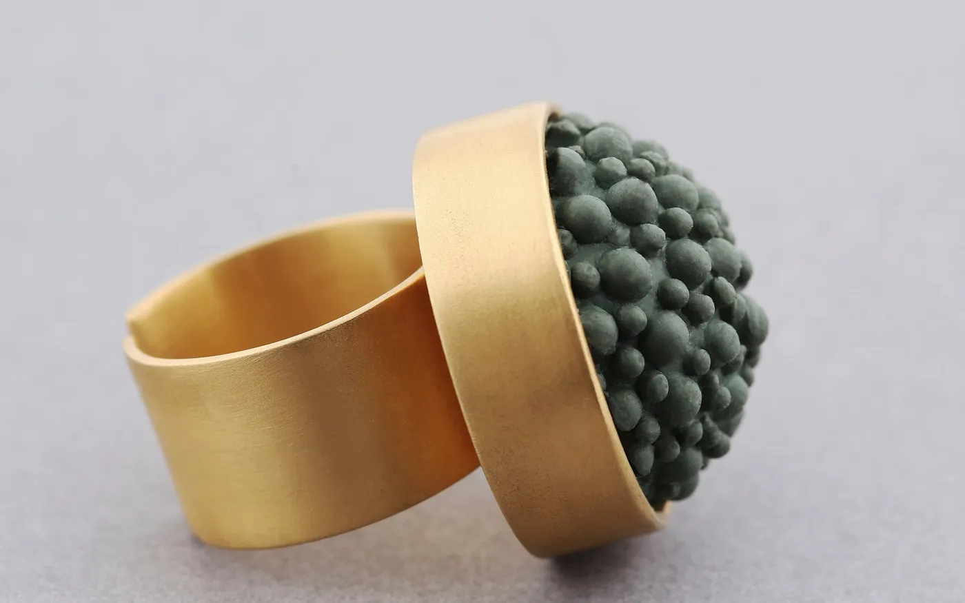 dovile b gold khaki statement ring
