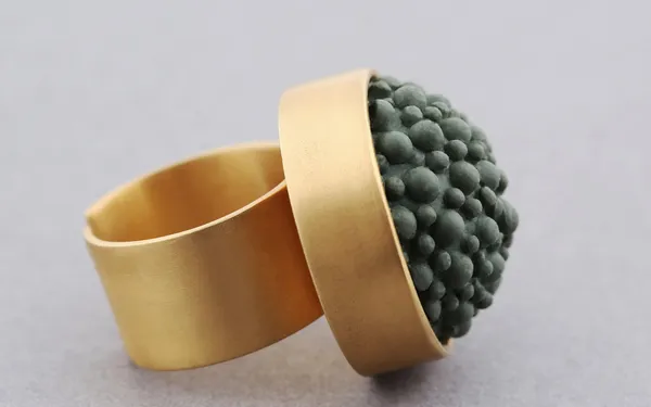 dovile b gold khaki statement ring