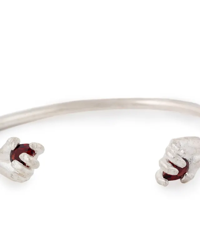 Hold it Tight | Silver Hand Cuff with Garnets — Dovilė Bertulytė