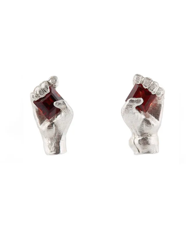 Tiny Hands Big Heart | Silver Hand Studs — Dovilė Bertulytė