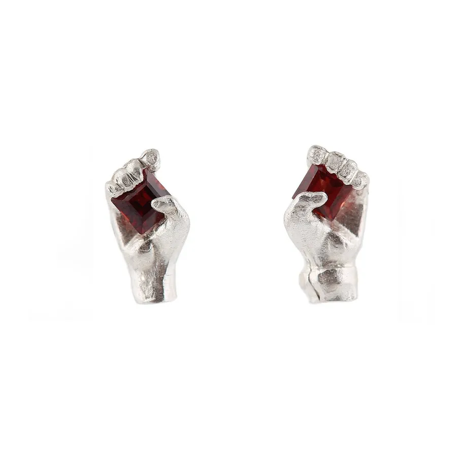 Tiny Hands Big Heart | Silver Hand Studs — Dovilė Bertulytė