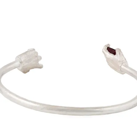 Hold it Tight | Silver Hand Cuff with Garnets
