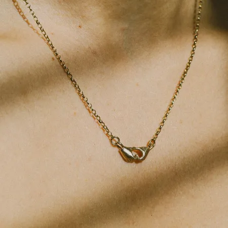 A Quiet Bond | Hand Heart Gold Necklace