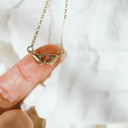 A Quiet Bond | Hand Heart Gold Necklace