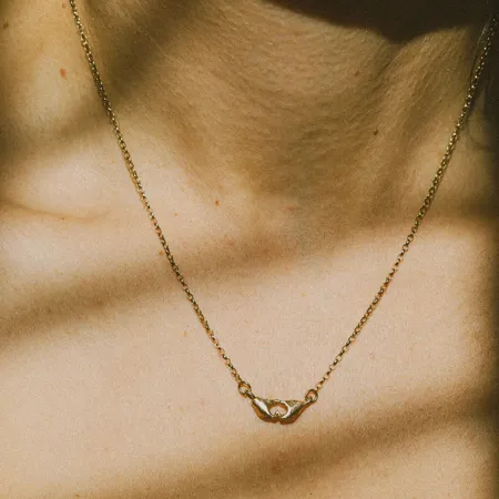 A Quiet Bond | Hand Heart Gold Necklace