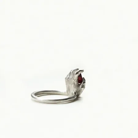 Always in My Heart | Silver Hand Ring with Garnet