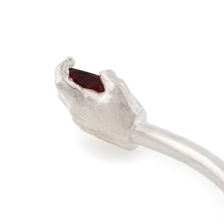 Hold it Tight | Silver Hand Cuff with Garnets