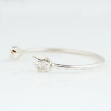 Hold my Hand | Silver Hand Cuff with Garnet
