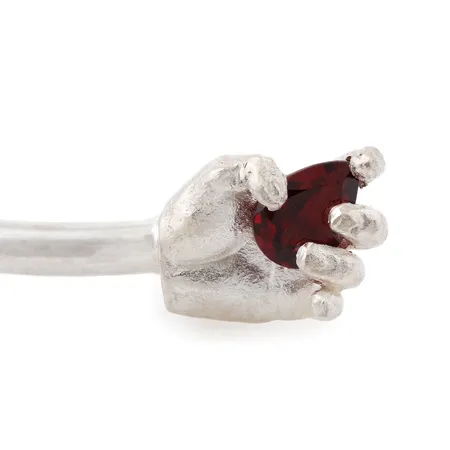 Hold it Tight | Silver Hand Cuff with Garnets