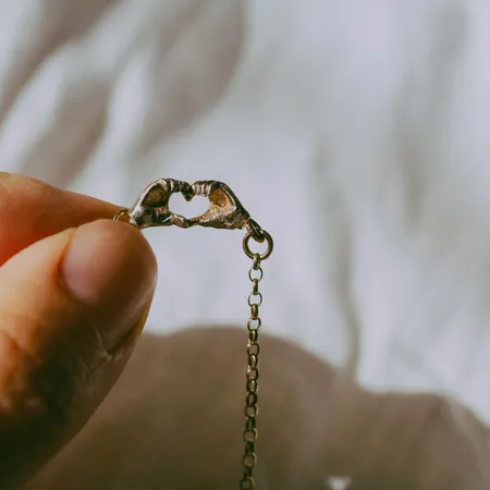 A Quiet Bond | Hand Heart Gold Necklace