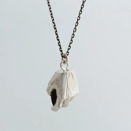 Heart | Silver Hand Pendant with Garnet