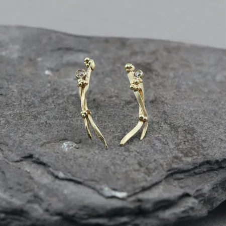 Twigs | Champagne Diamonds and 18ct Yellow Gold Studs