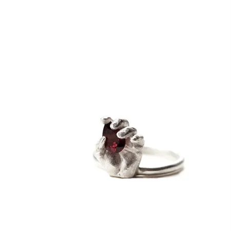 Always in My Heart | Silver Hand Ring with Garnet