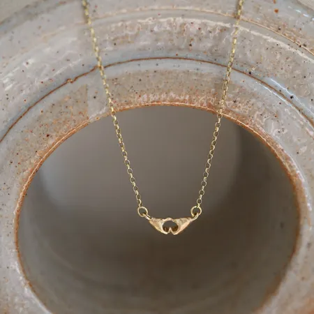 A Quiet Bond | Hand Heart Gold Necklace