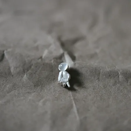 To The Moon & Back | Miniature Silver Hand & Moon Stone Single Stud Earring
