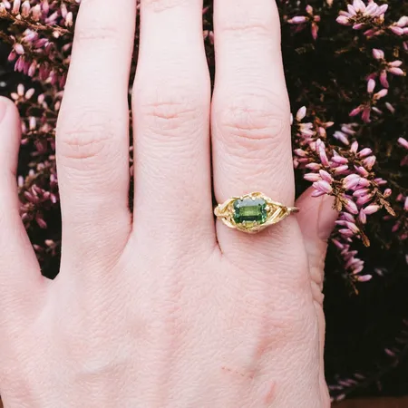 Muse | Green Tourmaline and Gold Engagement Ring