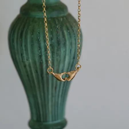 A Quiet Bond | Hand Heart Gold Necklace